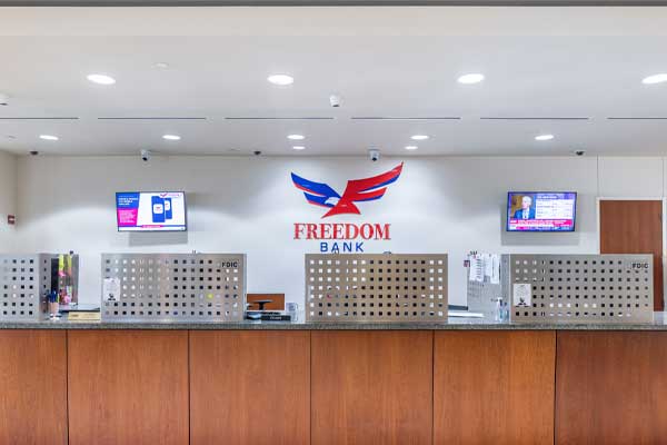 Freedom Bank local interior. Community banking